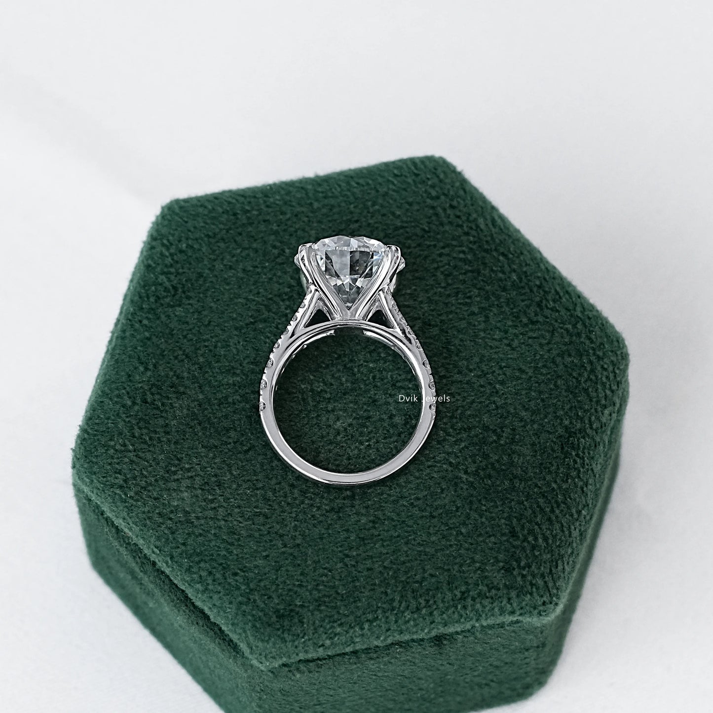 Round Cut Lab Diamond Split Shank Accent Ring