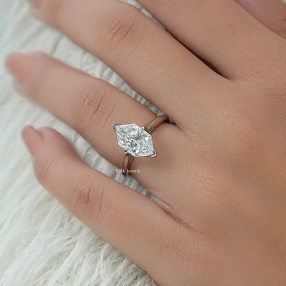 Dutch Marquise Lab Diamond Solitaire Ring with Four Prong Setting Ring