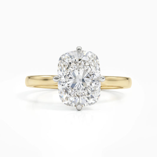 Four Prong Cushion Cut Lab Diamond Engagement Ring Ring