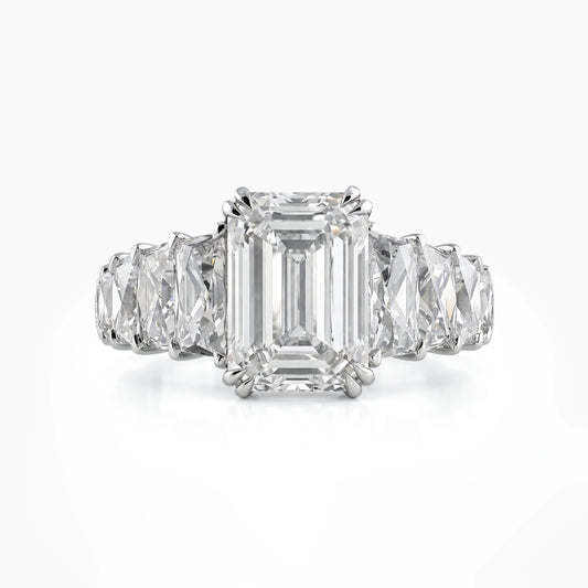 French Cut Trapezoid Accent Diamond Ring Ring