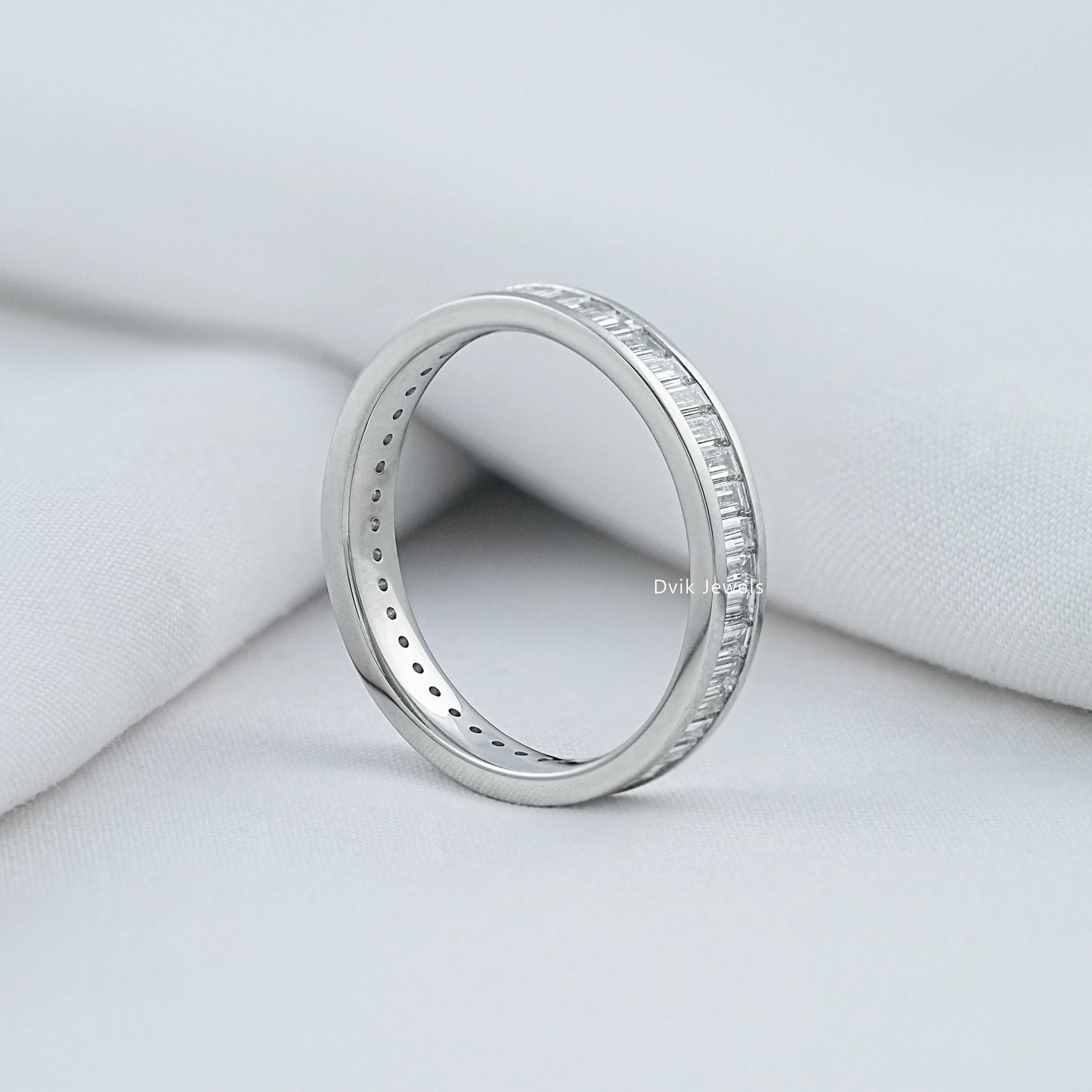 Channel Set Baguette Cut Lab Diamond Wedding Band Band