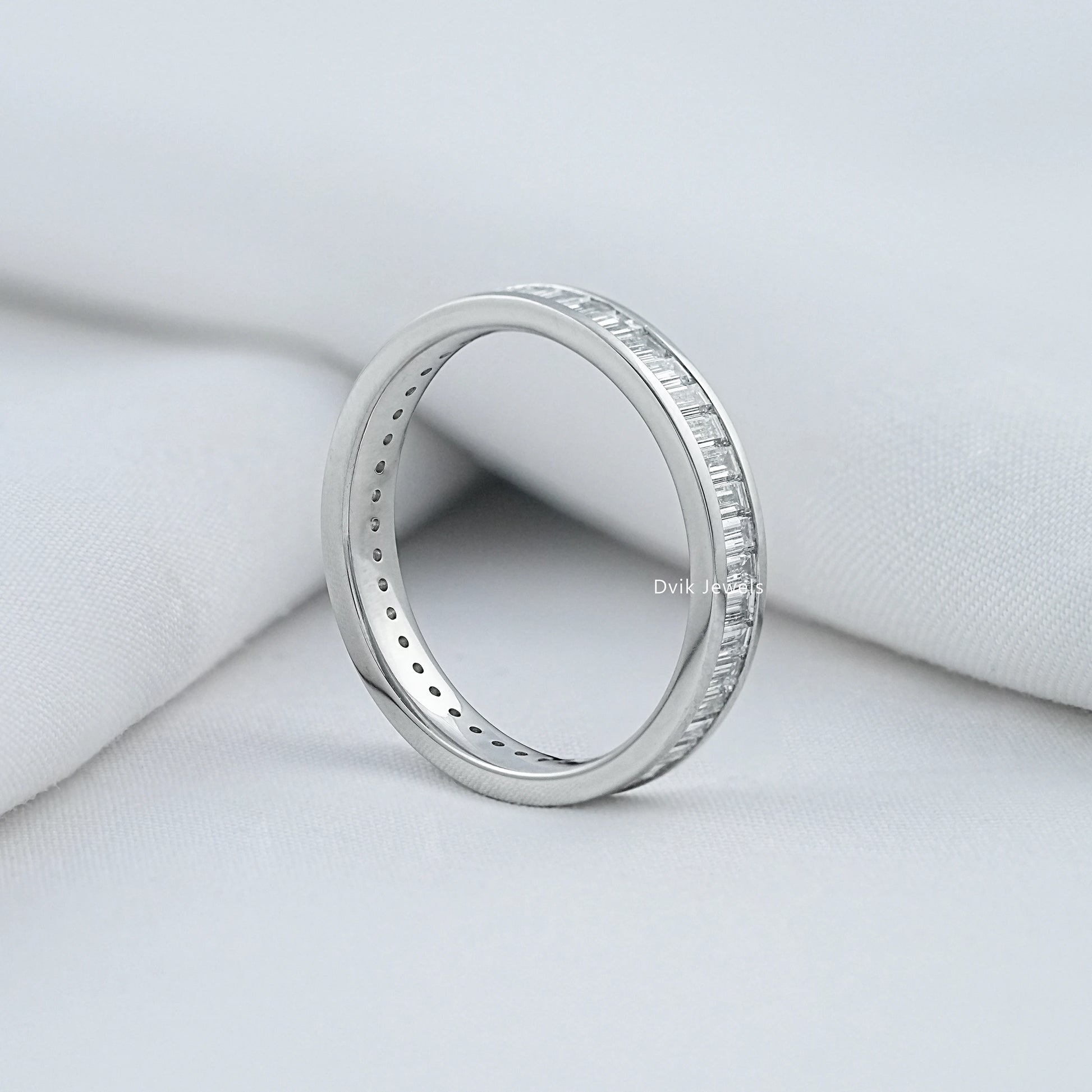 Channel Set Baguette Cut Lab Diamond Wedding Band Band