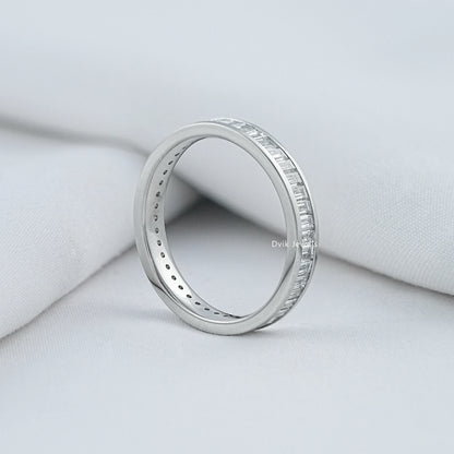 Channel Set Baguette Cut Lab Diamond Wedding Band Band