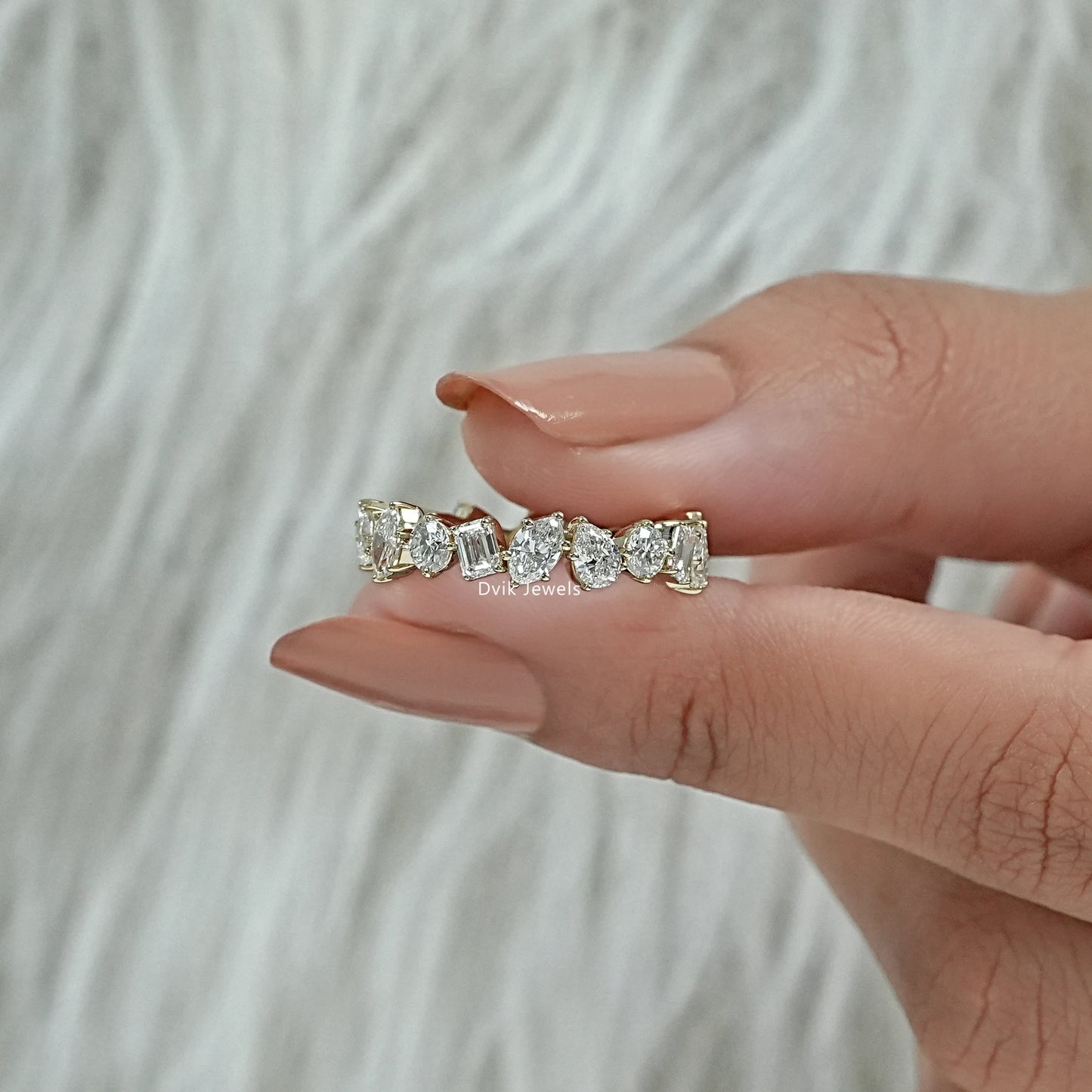 Multi Shape Lab Diamond Full Eternity Wedding Band Ring