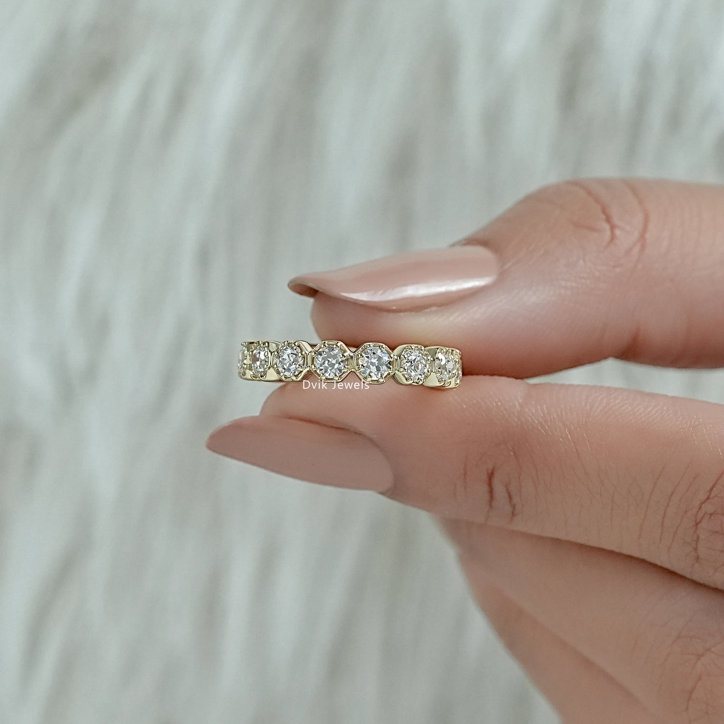 Hexagon Shape OEC Round Diamond Eternity Band