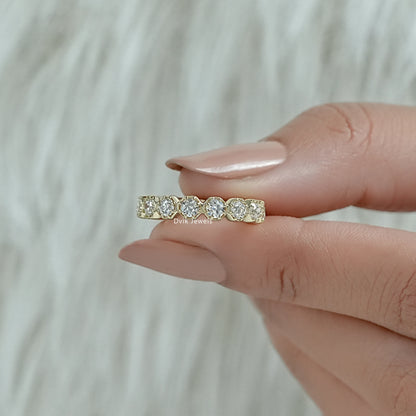 Hexagon Shape OEC Round Diamond Eternity Band