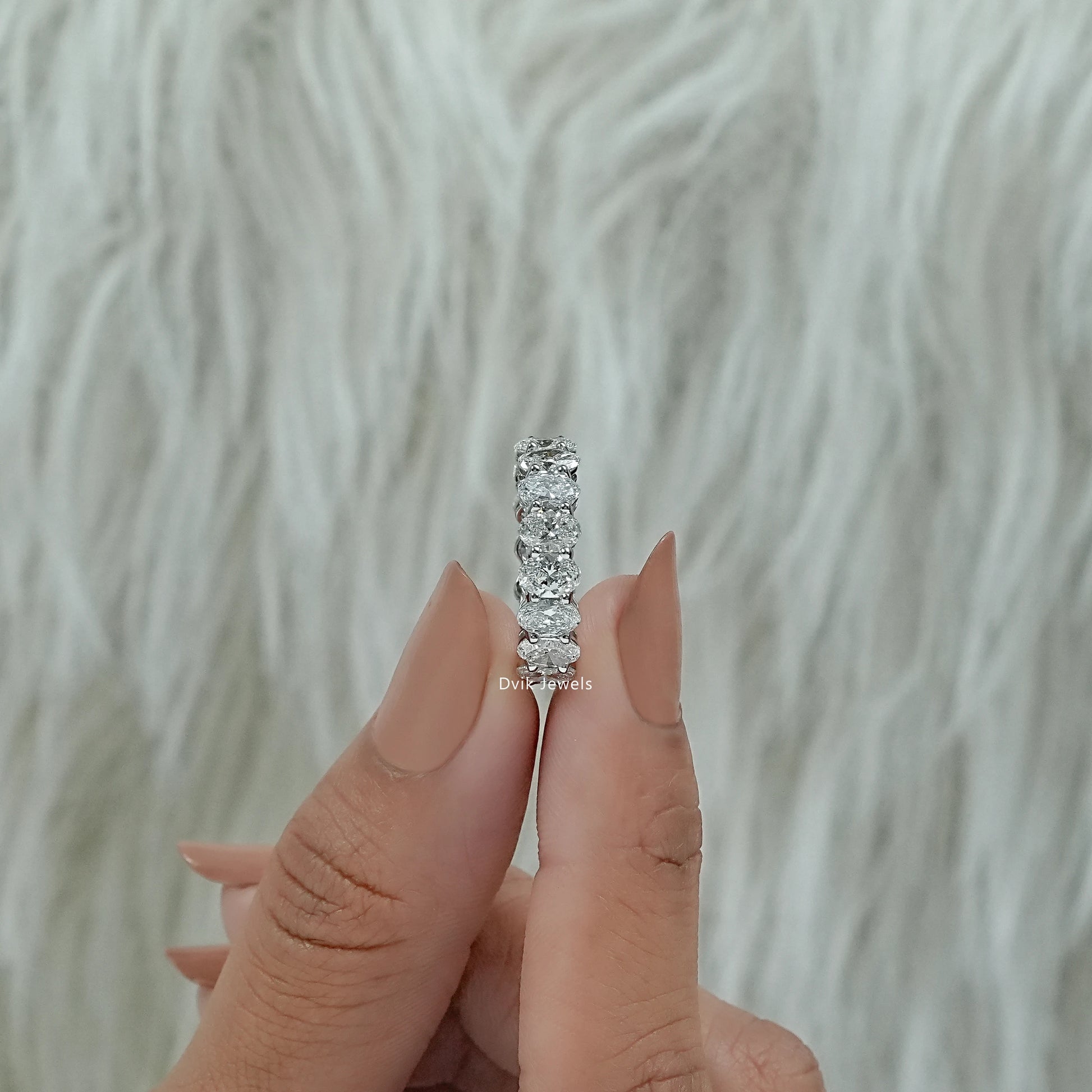 Oval Cut Lab Diamond Eternity Wedding Band Band