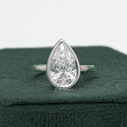 Bezel Set Pear Cut Diamond Ring