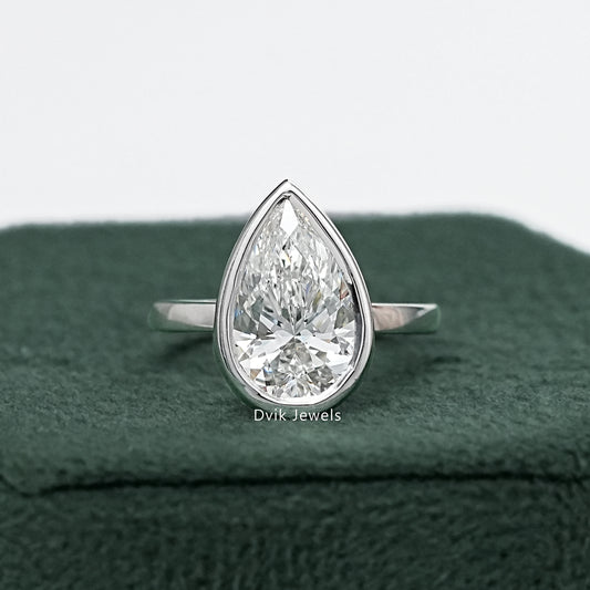 Bezel Set Pear Cut Diamond Ring