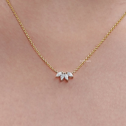 Marquise Diamond Flower Petal Dainty Pendant