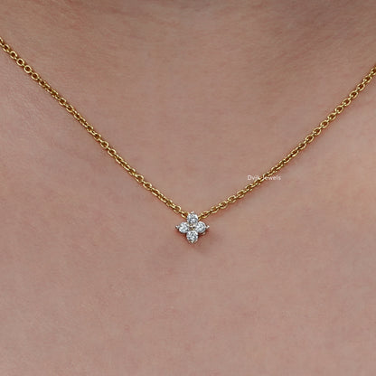 Round Diamond Floral Style Minimalist Pendant