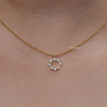 Floral Style Round Diamond Dainty Pendant