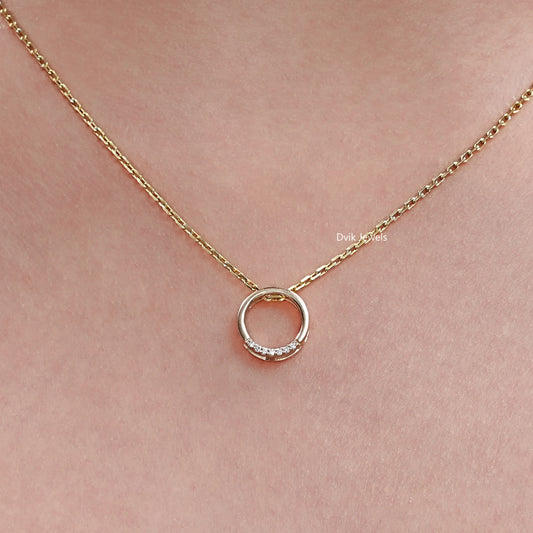 Lab Diamond Round Cut Open Circle Pendant