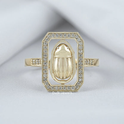 Dvik Jewels display geometric octagon halo round cut lab diamond ring