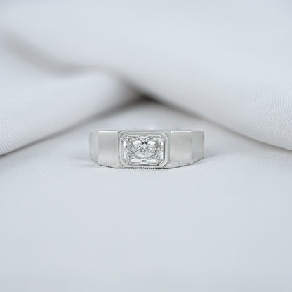 Bezel Set Radiant Cut Lab Diamond Men's Ring Band