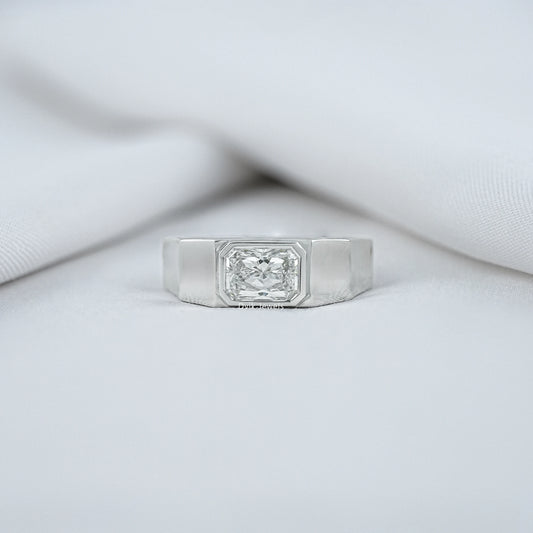 Bezel Set Radiant Cut Lab Diamond Men's Ring Band