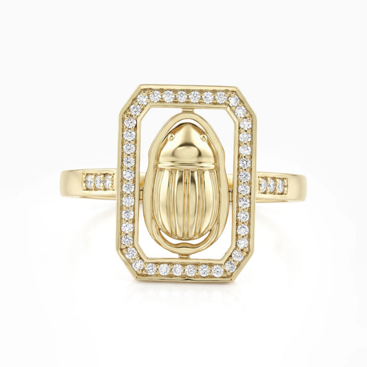 Geometric Octagon Halo Round Cut Lab Diamond Ring Ring