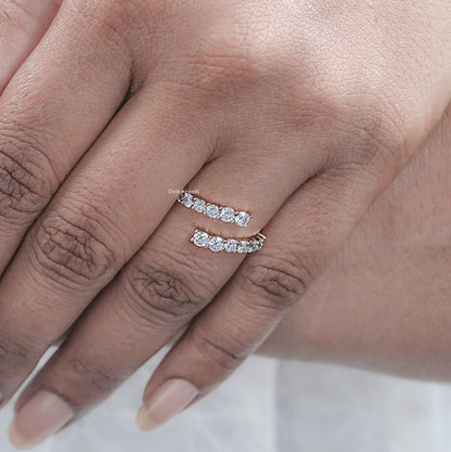 Graduated Round Cut Lab Diamond Wrap Ring