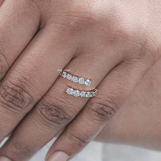 Graduated Round Cut Lab Diamond Wrap Ring