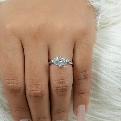 Half Bezel East West Marquise Cut Diamond Ring