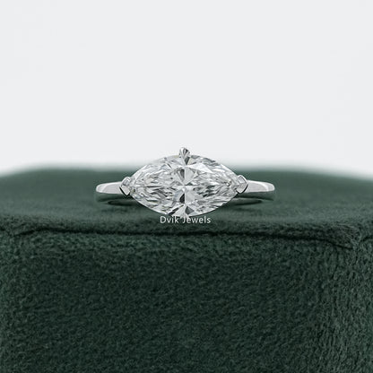 Half Bezel East West Marquise Cut Diamond Ring