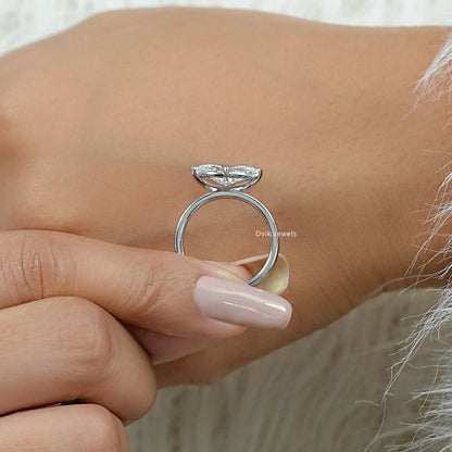 Half Bezel East West Marquise Cut Diamond Ring