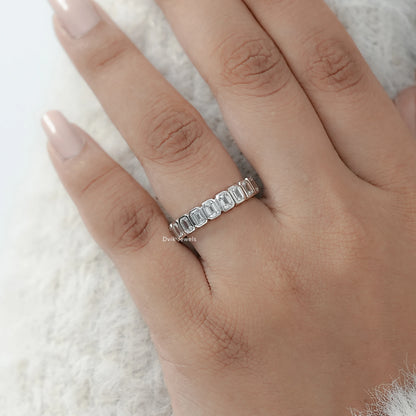 Emerald Cut Diamond Bezel Set Eternity Band
