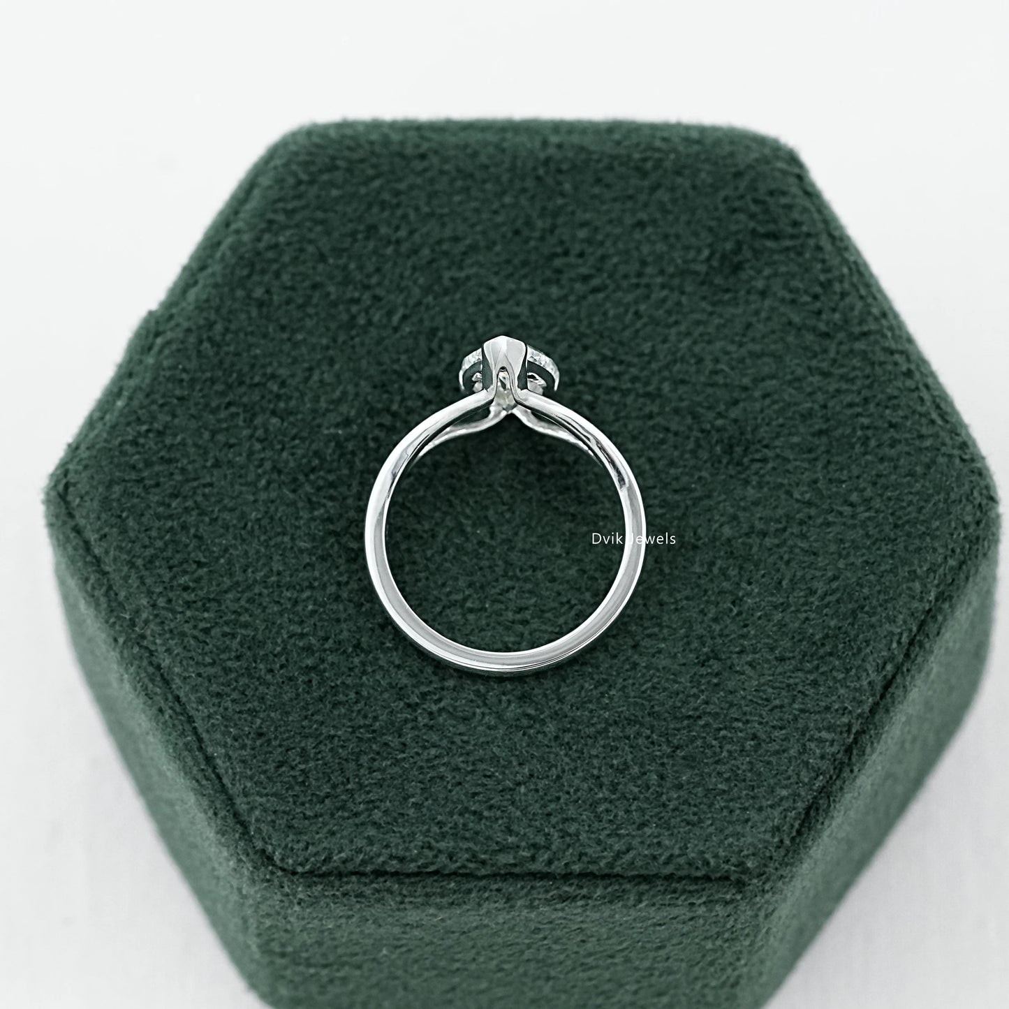 Half Bezel Pear Cut Split Shank Ring