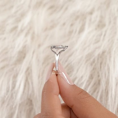 Half Bezel Pear Cut Split Shank Ring