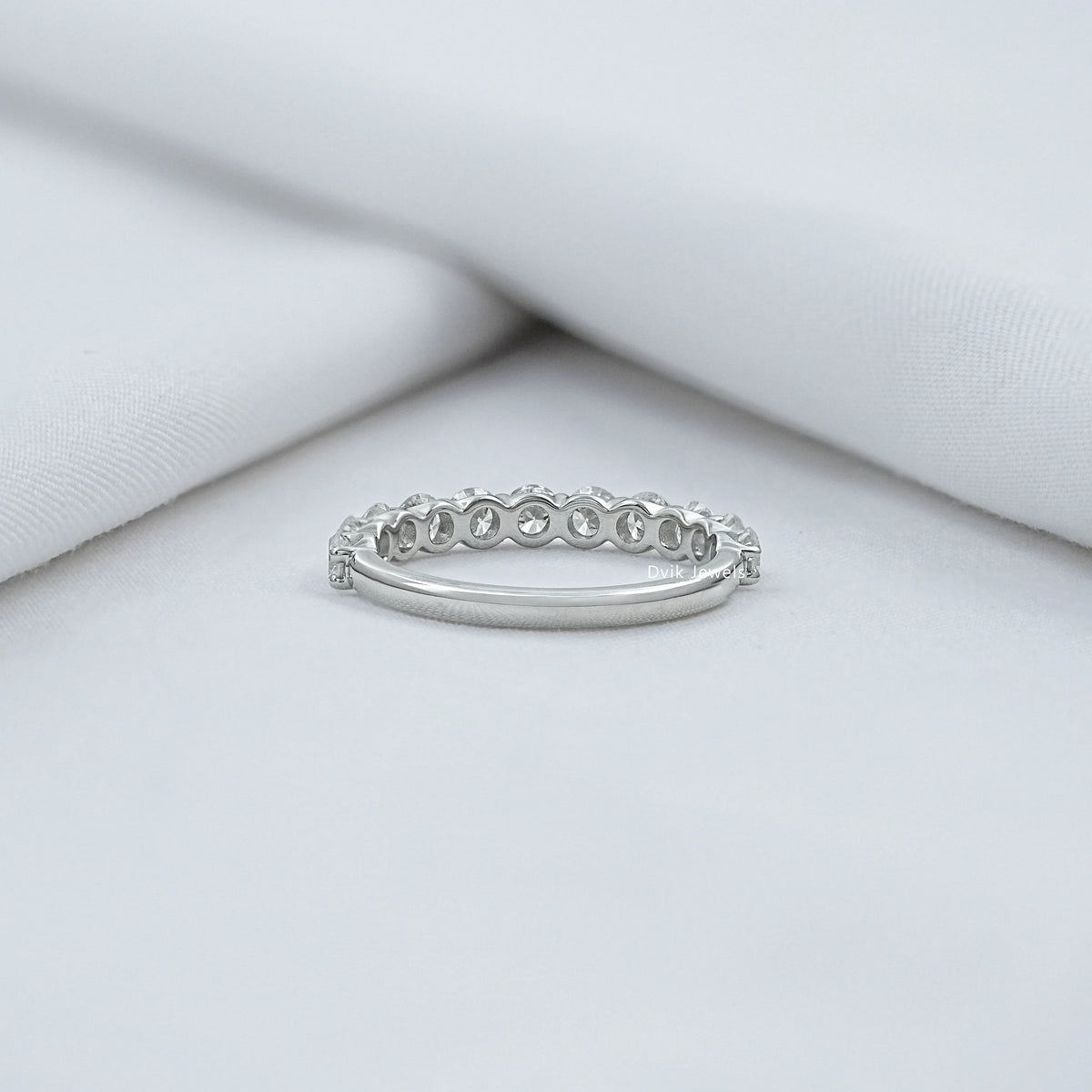 Round Lab Diamond Half Eternity Band Band
