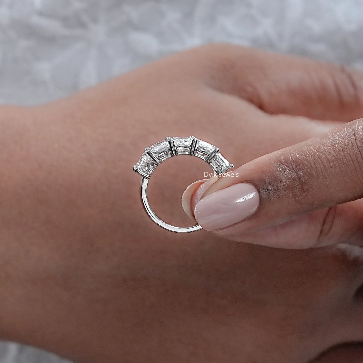 Five Stone Radiant Cut Half Eternity Band