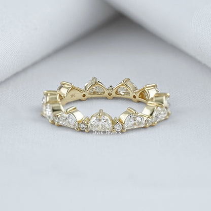 Half Moon & Round Cut Lab Diamond Eternity Band