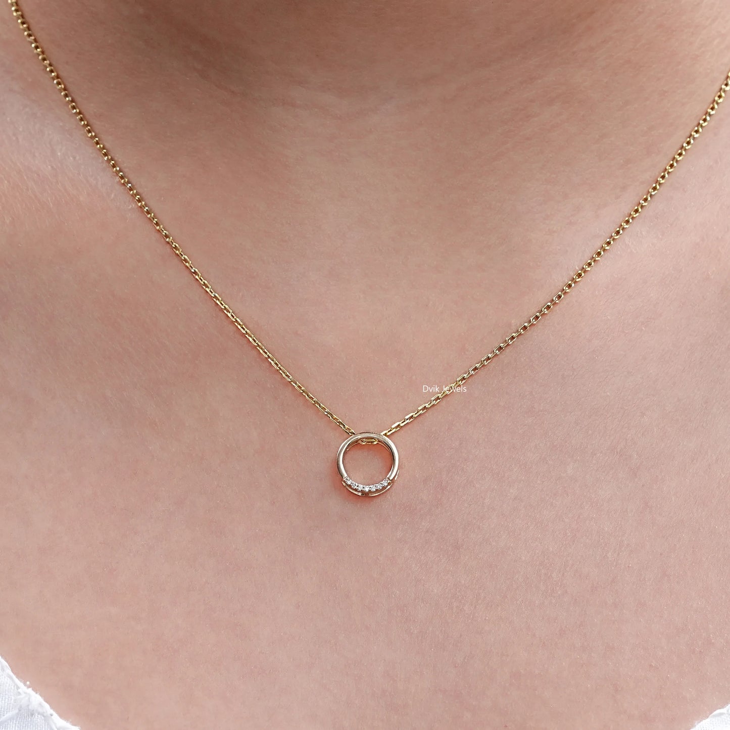 Lab Diamond Round Cut Open Circle Pendant