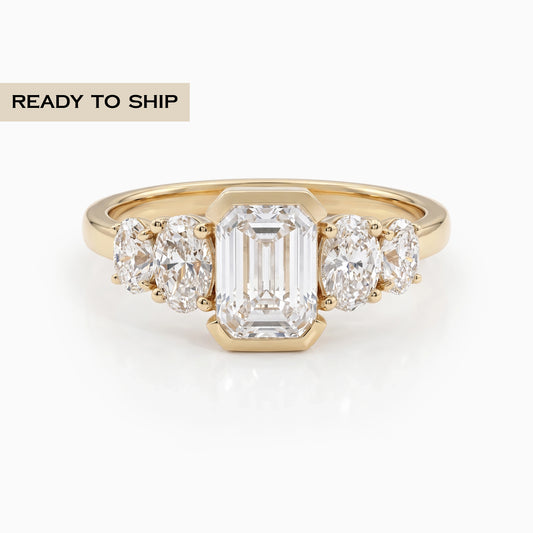Half Bezel Set Five Stone Diamond Ring Ring