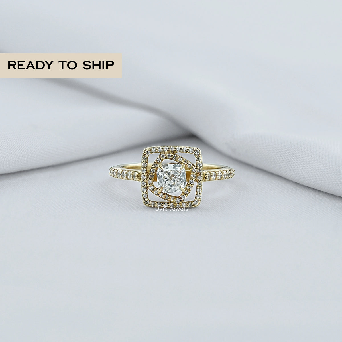 Cushion Diamond Halo Accent Ring