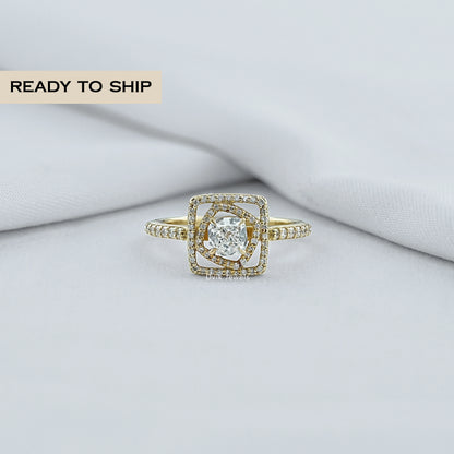 Cushion Diamond Halo Accent Ring