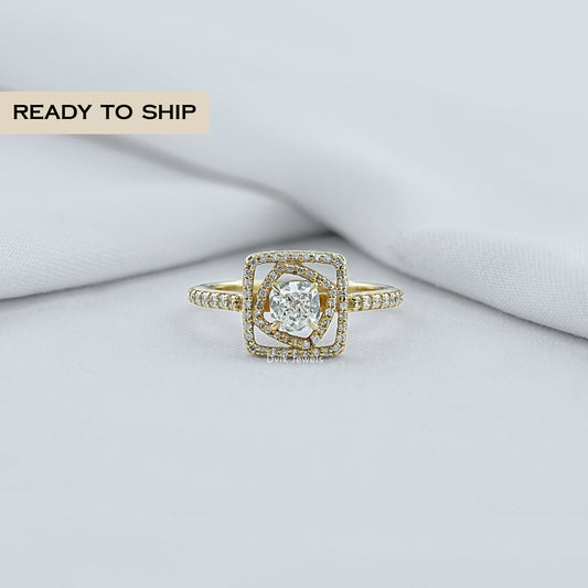 Cushion Diamond Halo Accent Ring