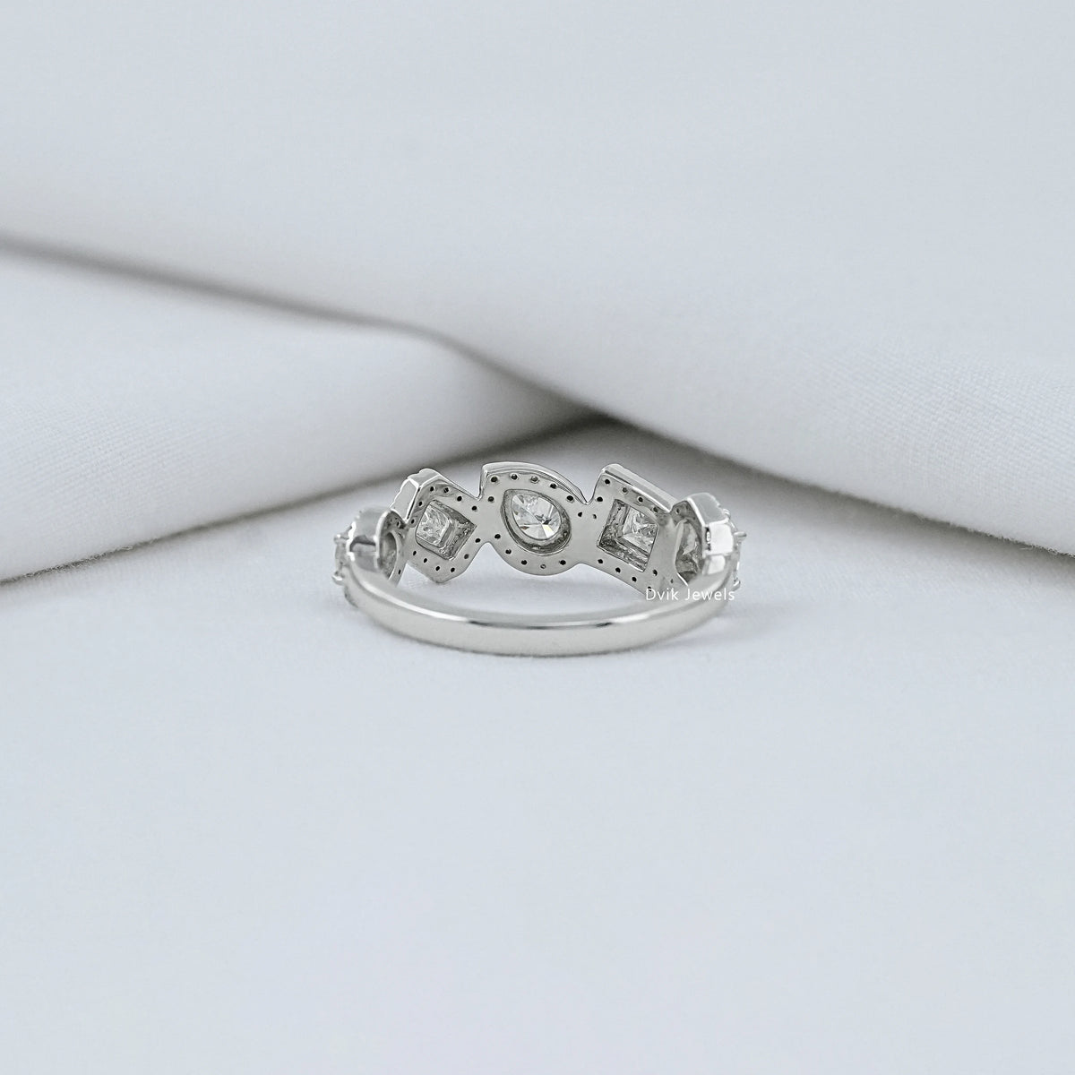 Multi Shape Halo Five Stone Ring