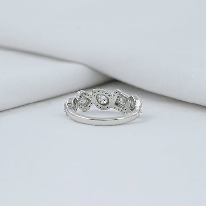 Multi Shape Halo Five Stone Ring
