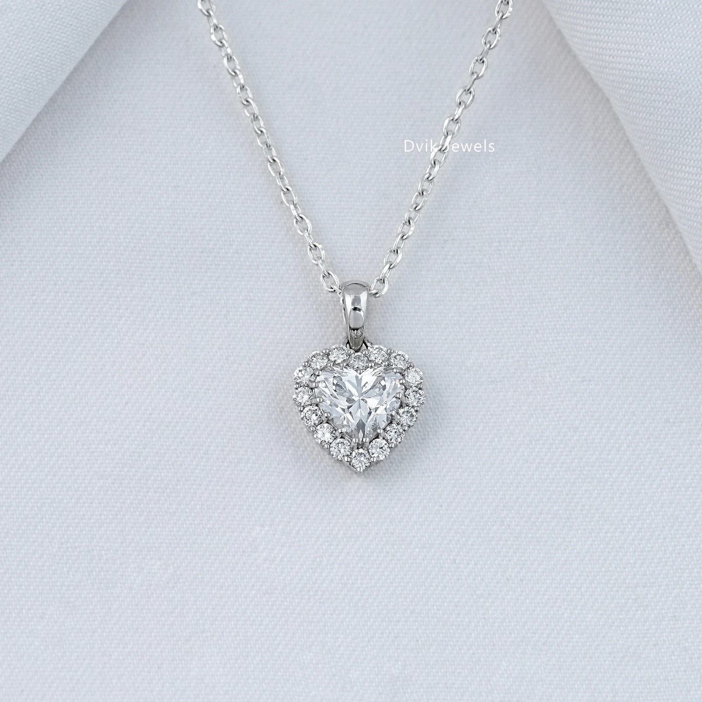 Heart Shape Lab Diamond Halo Pendant