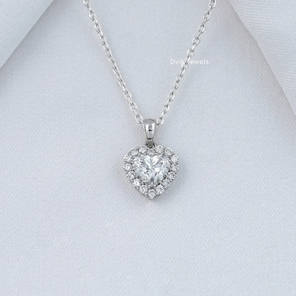 Heart Shape Lab Diamond Halo Pendant