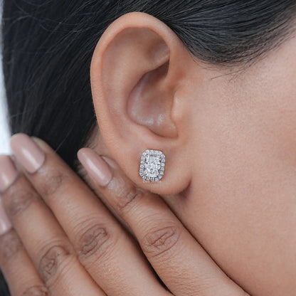 Lab Grown Radiant Cut Diamond Halo Stud