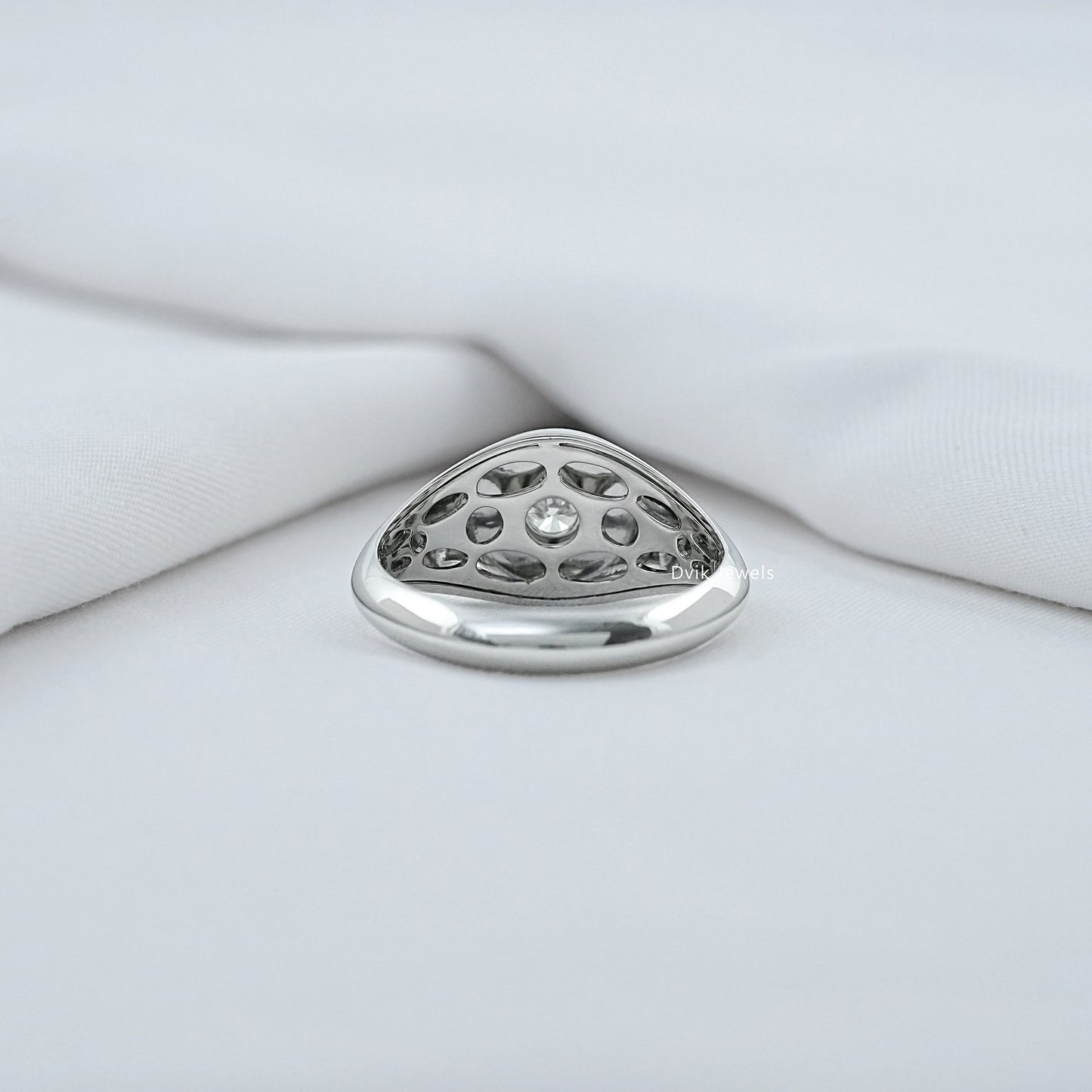 Halo Round Cut Diamond Men's Signet Ring