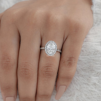 Classic Halo Style Oval Lab Diamond Ring