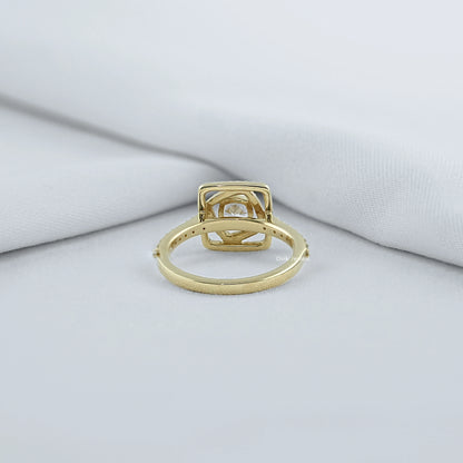 Cushion Diamond Halo Accent Ring