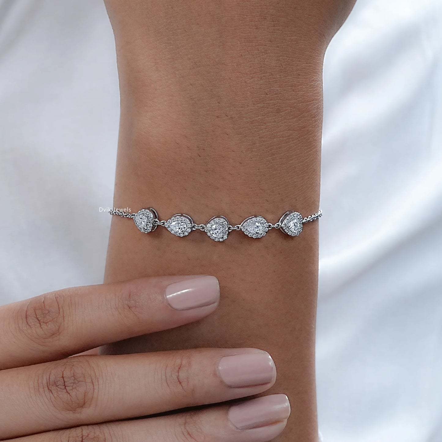 Heart And Pear Halo Lab Diamond Bracelet