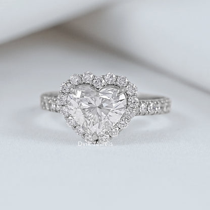 Heart Cut Lab Diamond Halo Engagement Ring