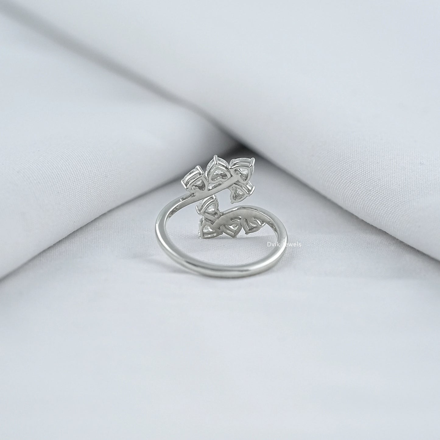 Heart Cut Lab Diamond Leaf Wrap Open Ring