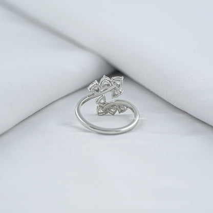 Heart Cut Lab Diamond Leaf Wrap Open Ring
