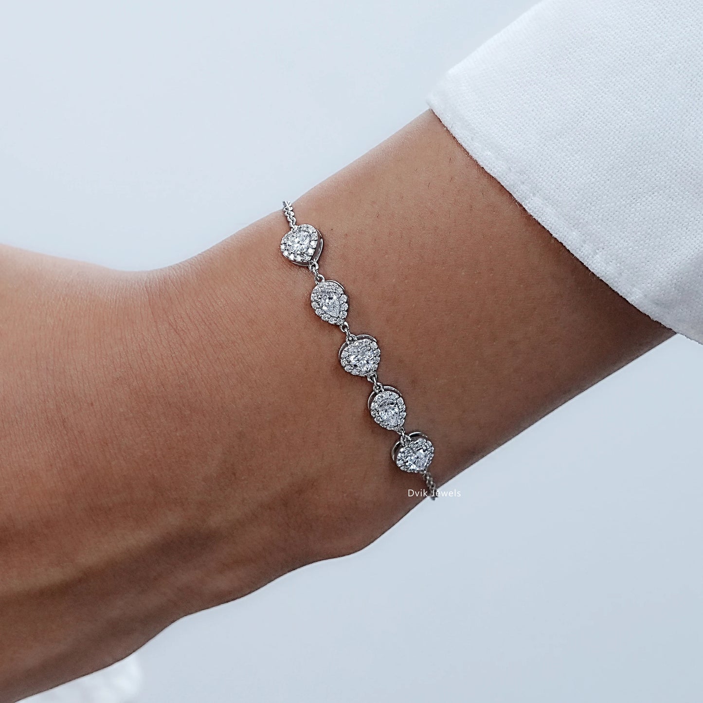 Heart And Pear Halo Lab Diamond Bracelet